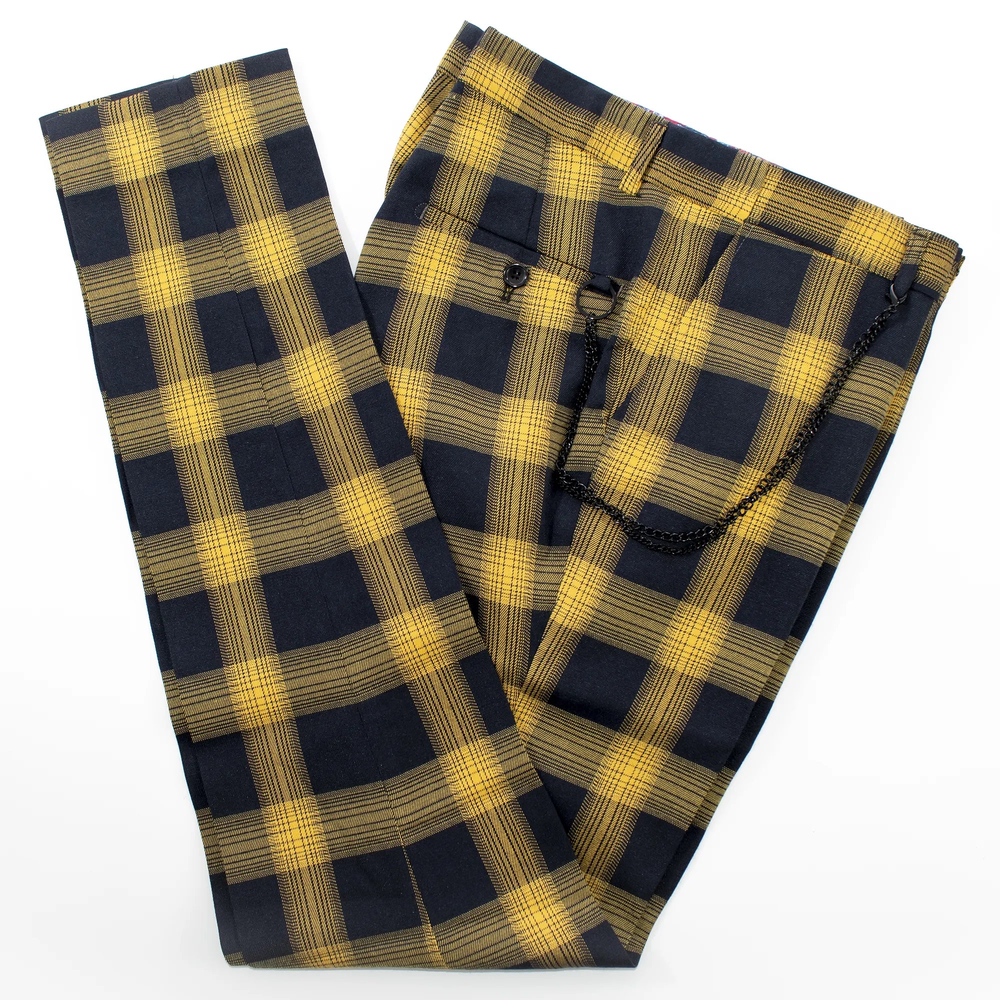 Men's Black And Gold Plaid Dress Pants