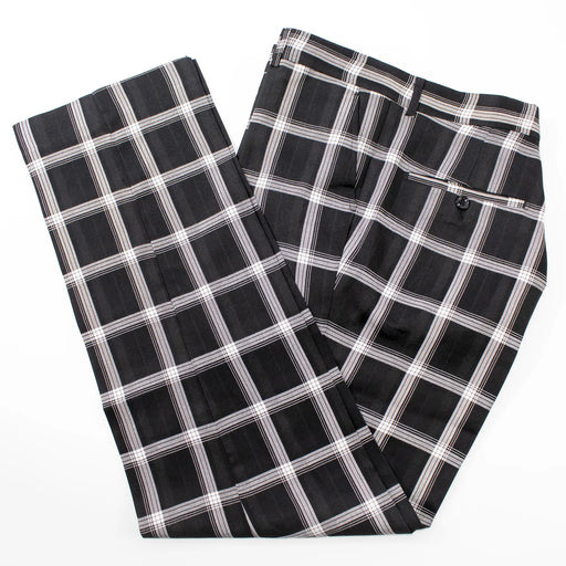 Men's White And Black Plaid Dress Pants