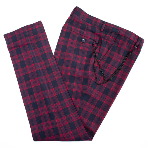 Men's Red And Black Plaid Dress Pants