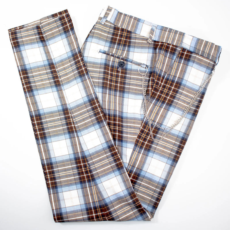 Blue Plaid Dress Pants