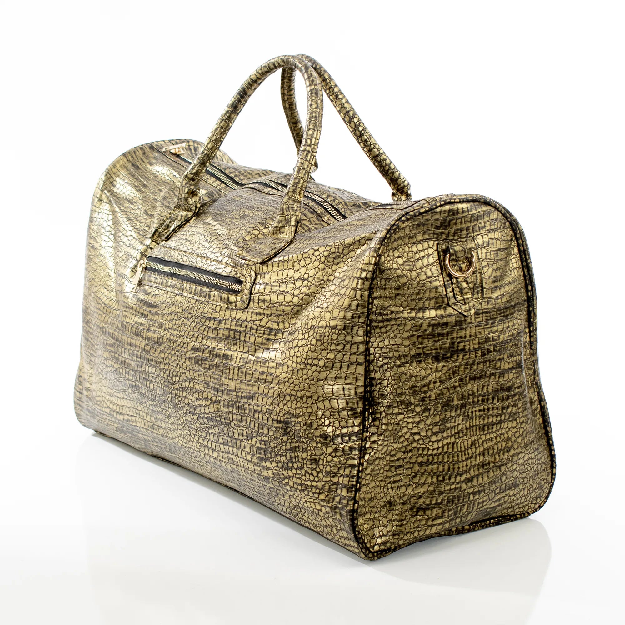Matte Gold Leather Travel Bag
