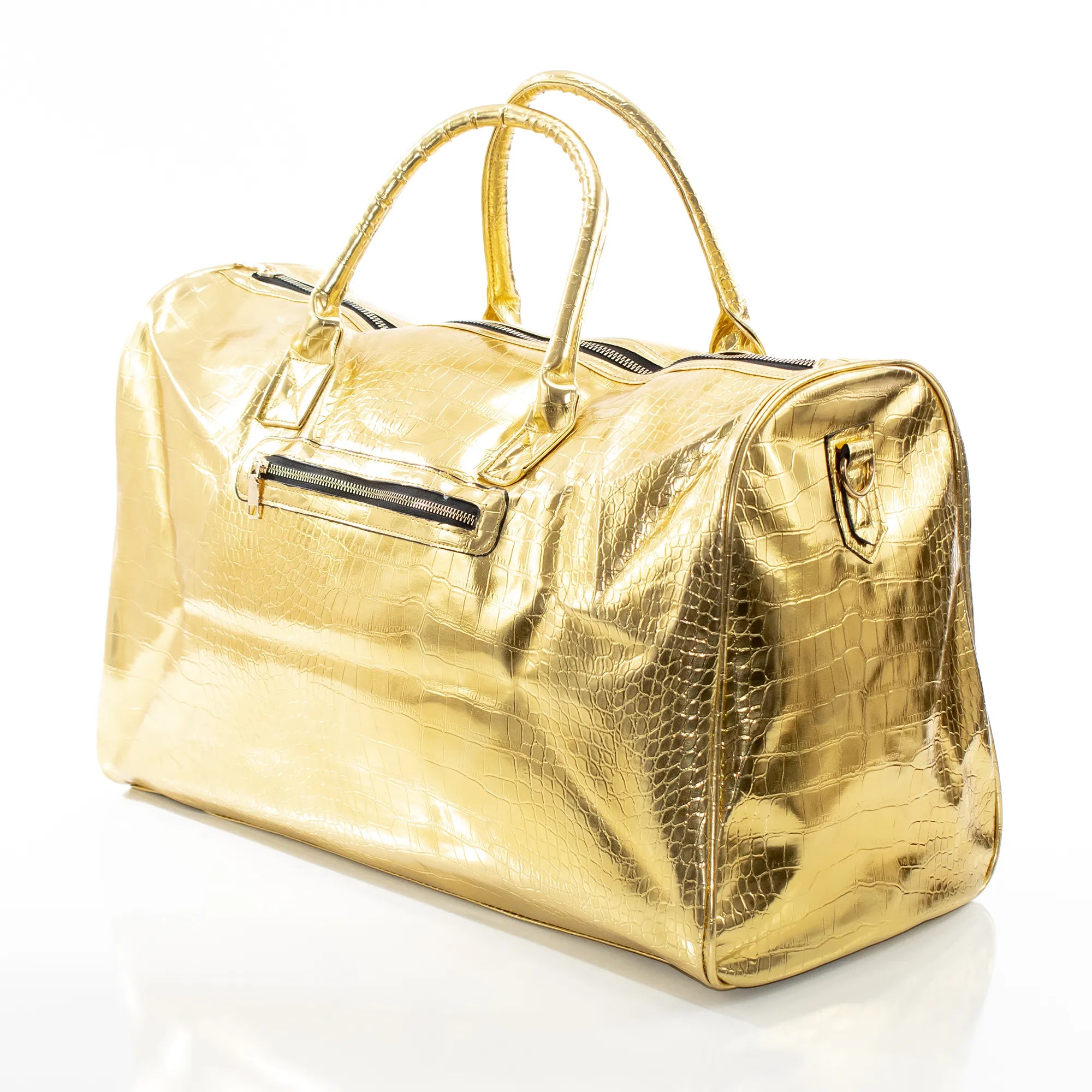 Shining Gold Leather Travel Bag