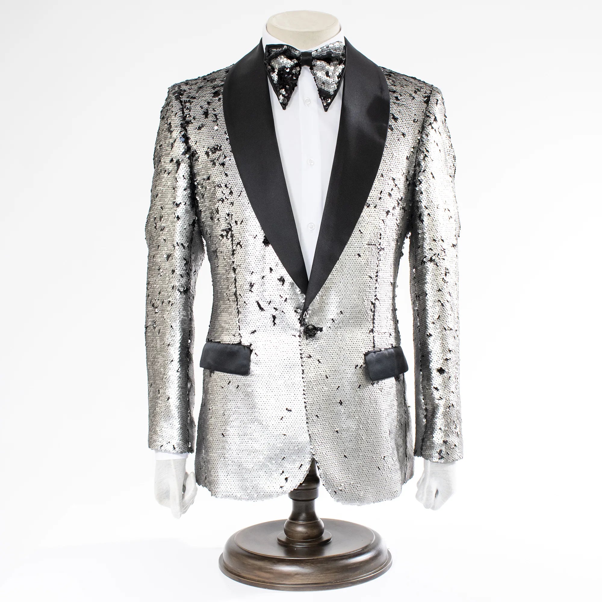 Men's Charcoal Gray Slim-Fit Sequin Dinner Jacket
