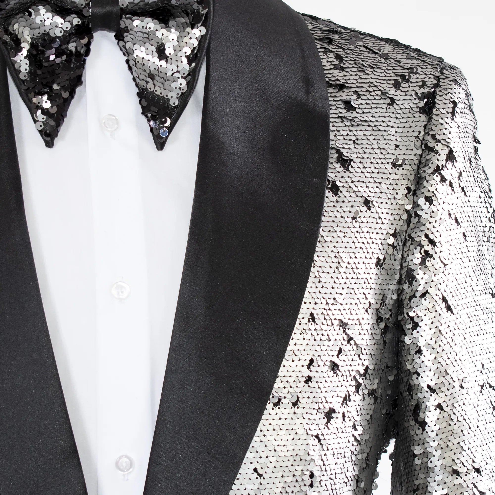 Men's Charcoal Gray Slim-Fit Sequin Dinner Jacket