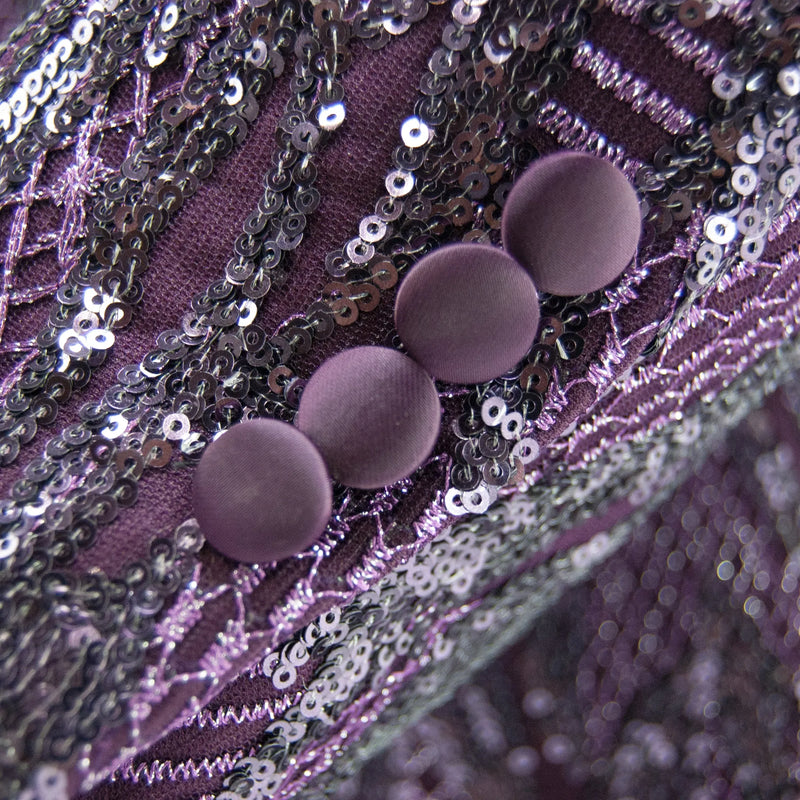 Eggplant Sequined Slim-Fit Dinner Jacket