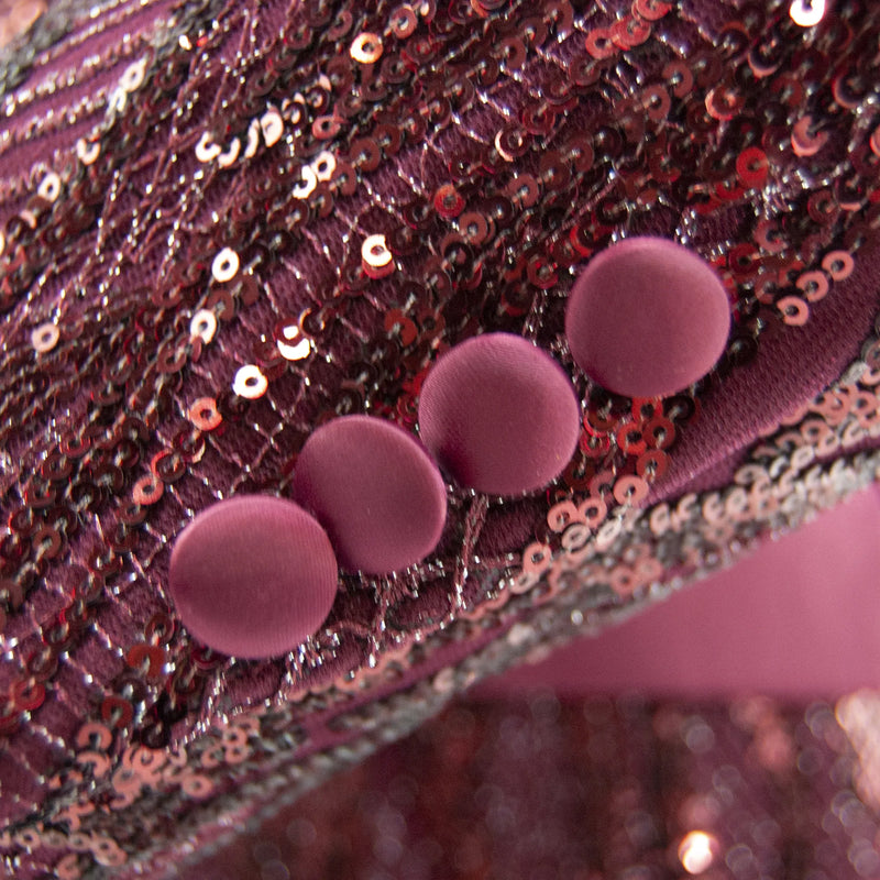 Wine Sequined Slim-Fit Dinner Jacket