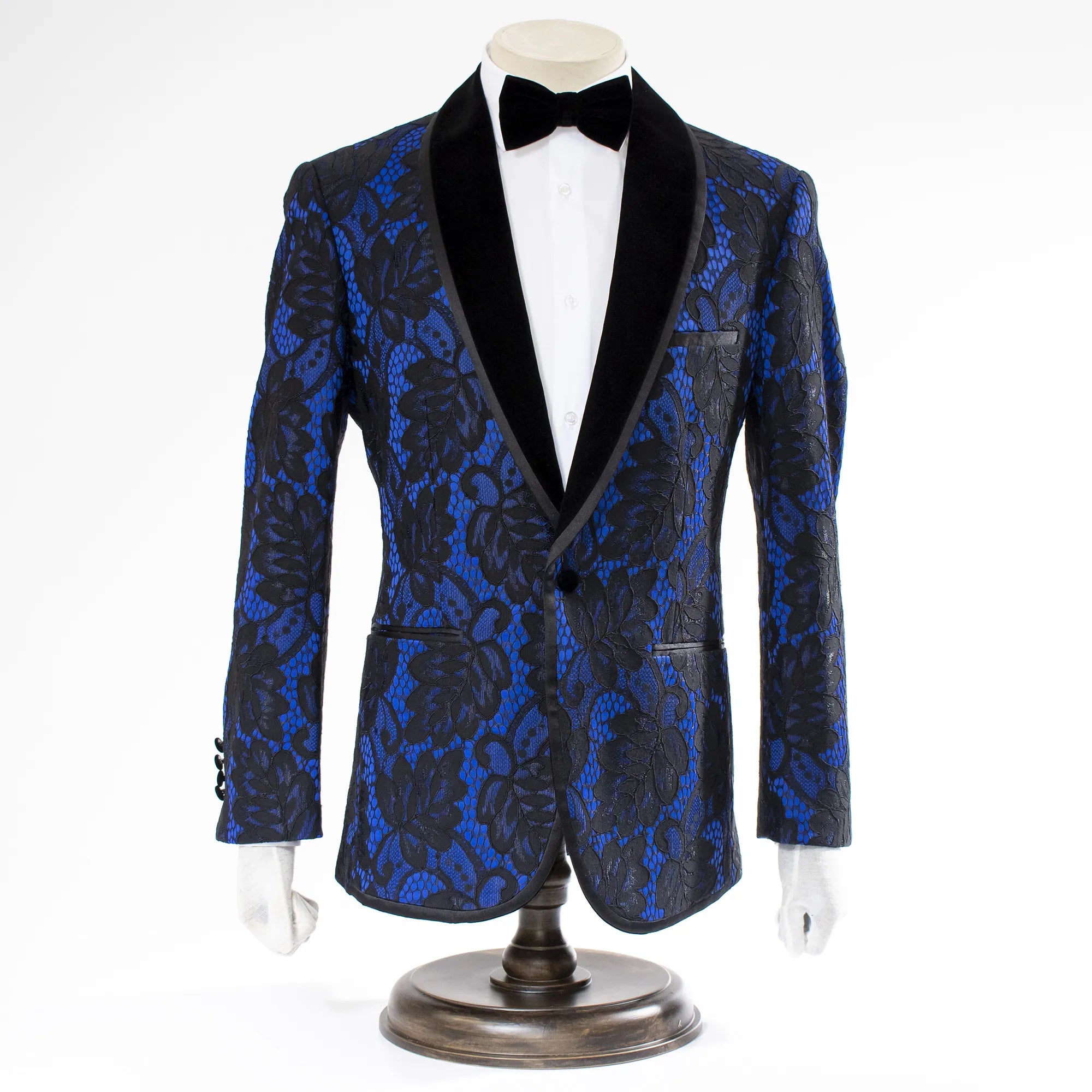 Men's Blue And Black Dinner Jacket - Front Closure
