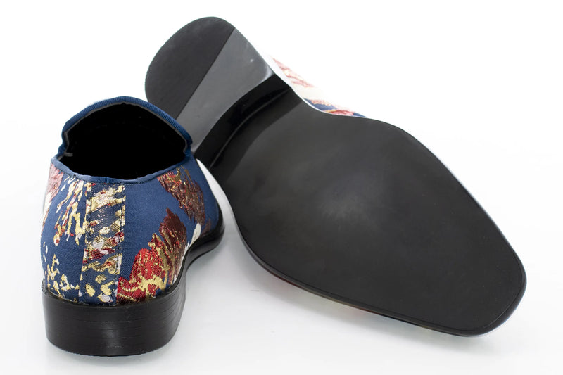 Navy Blue Floral Embossed Dress Loafer