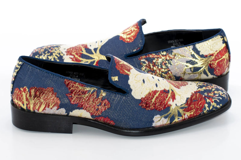 Navy Blue Floral Embossed Dress Loafer