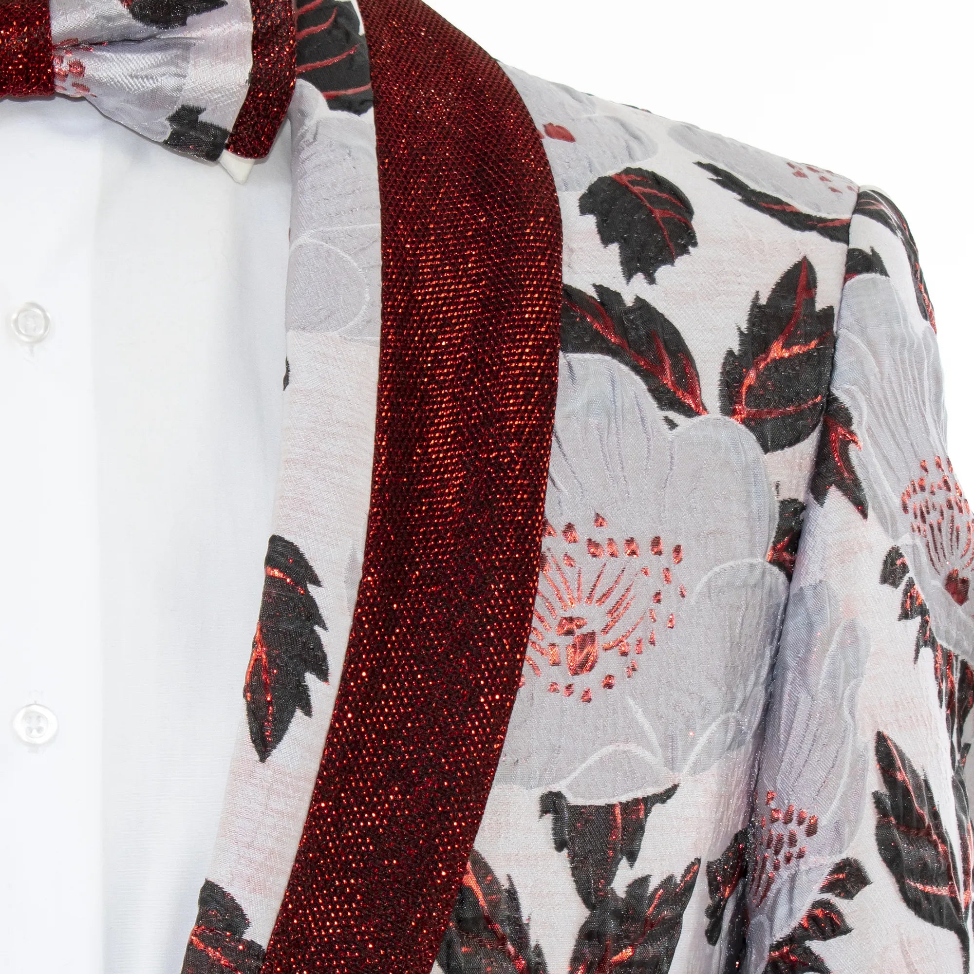 Burgundy 3D Embroidered Baroque Slim-Fit Jacket