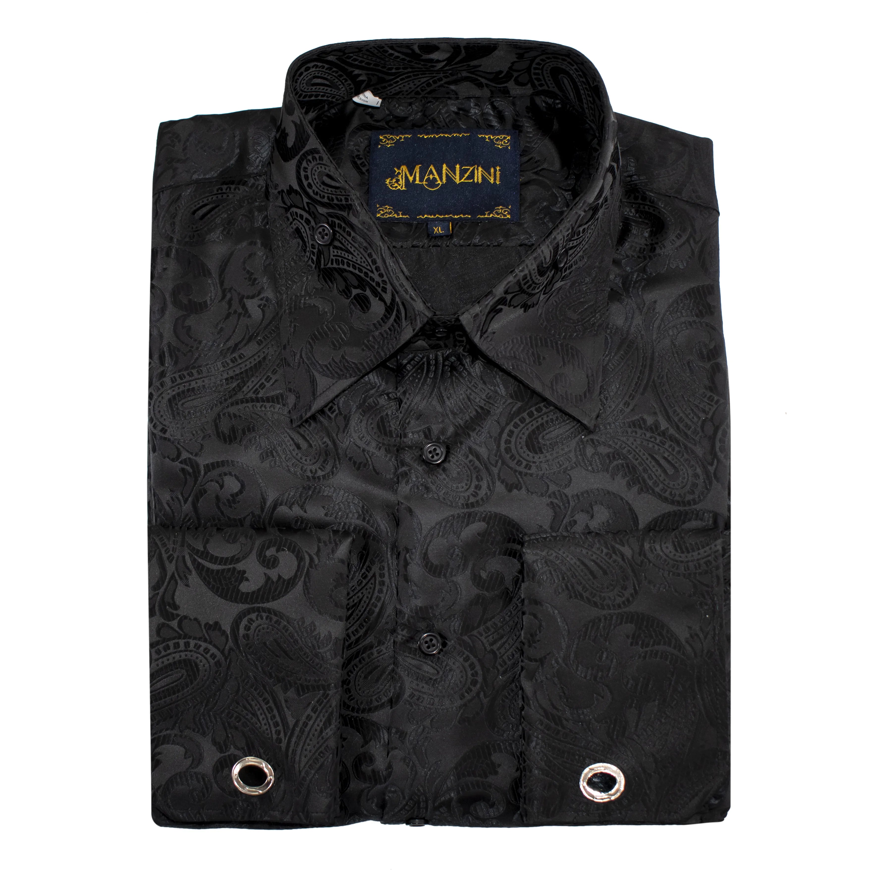 Black Paisley Regular-Fit Dress Shirt L / Black Black Paisley Regular-Fit Dress Shirt L / Black