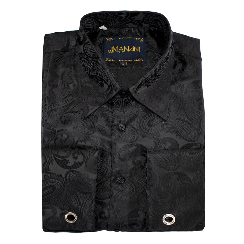 Men's Black Paisley Regular-Fit Dress Shirt