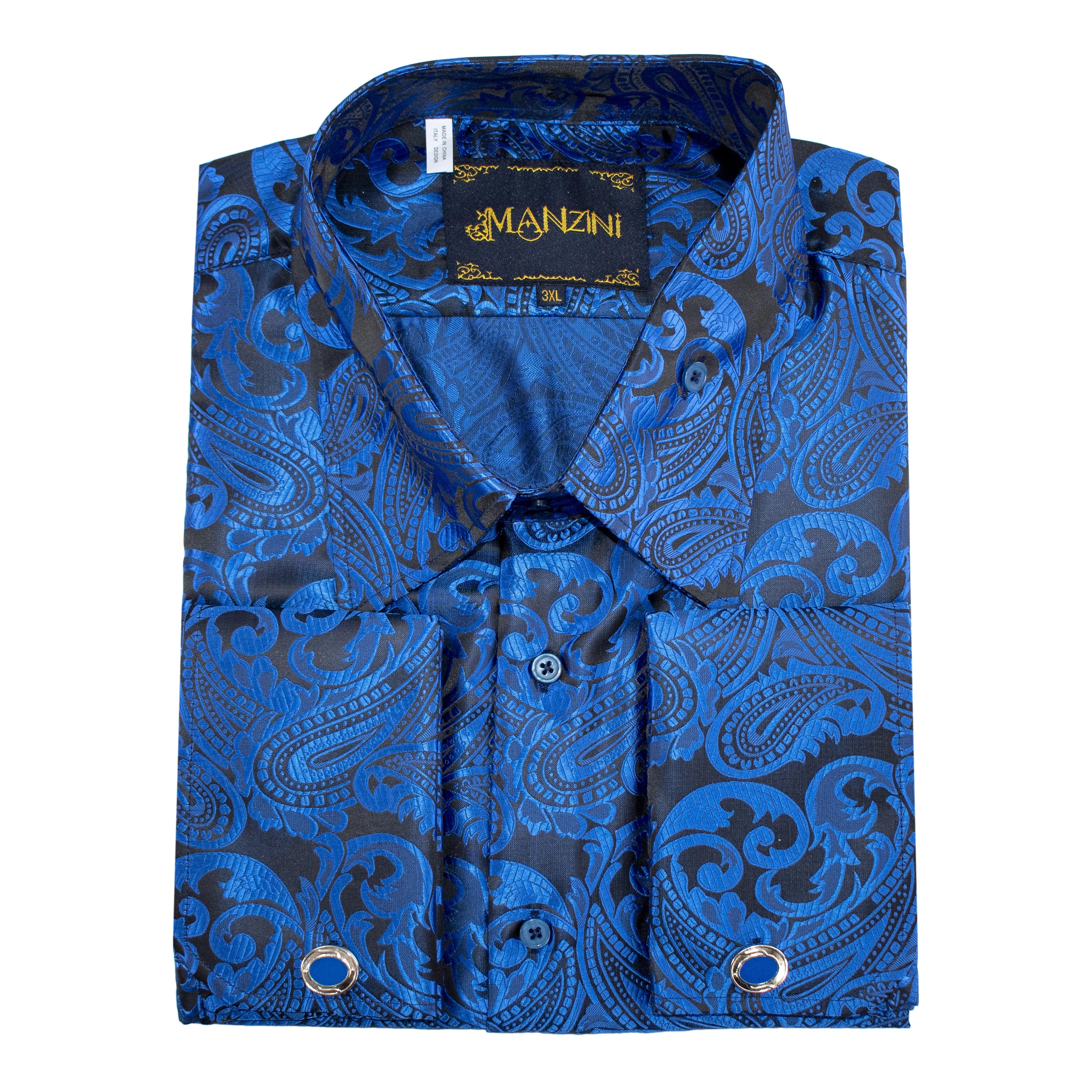 Men's Royal Blue Paisley Regular-Fit Dress Shirt