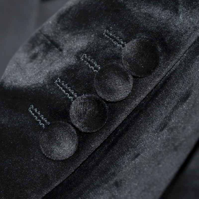 Black Velvet Dinner Jacket with Gold Rhinestone Lapels