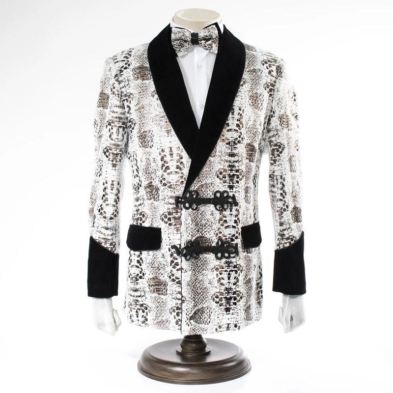 White Fancy Jacket with Crushed Velvet Trim