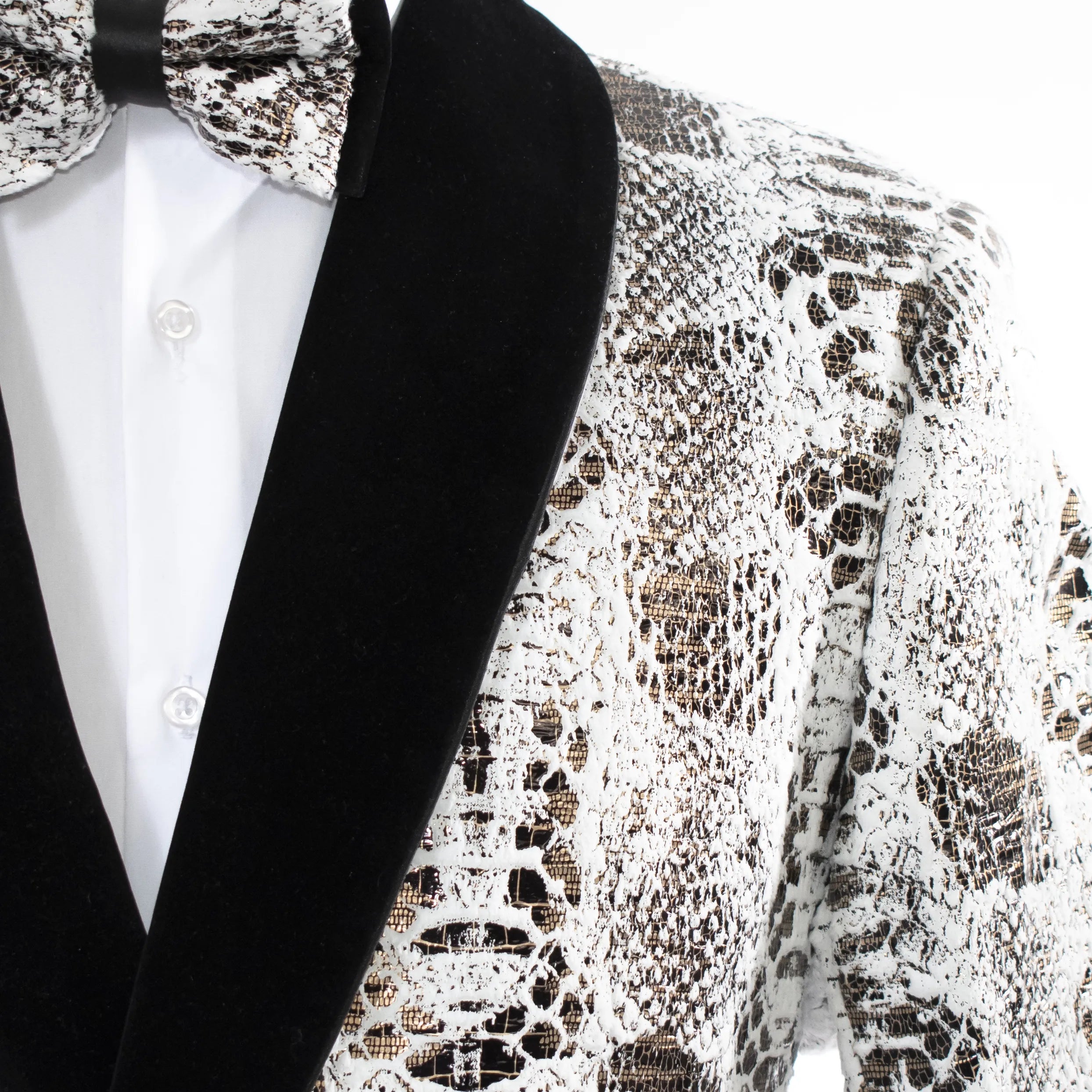 White Fancy Jacket with Crushed Velvet Trim