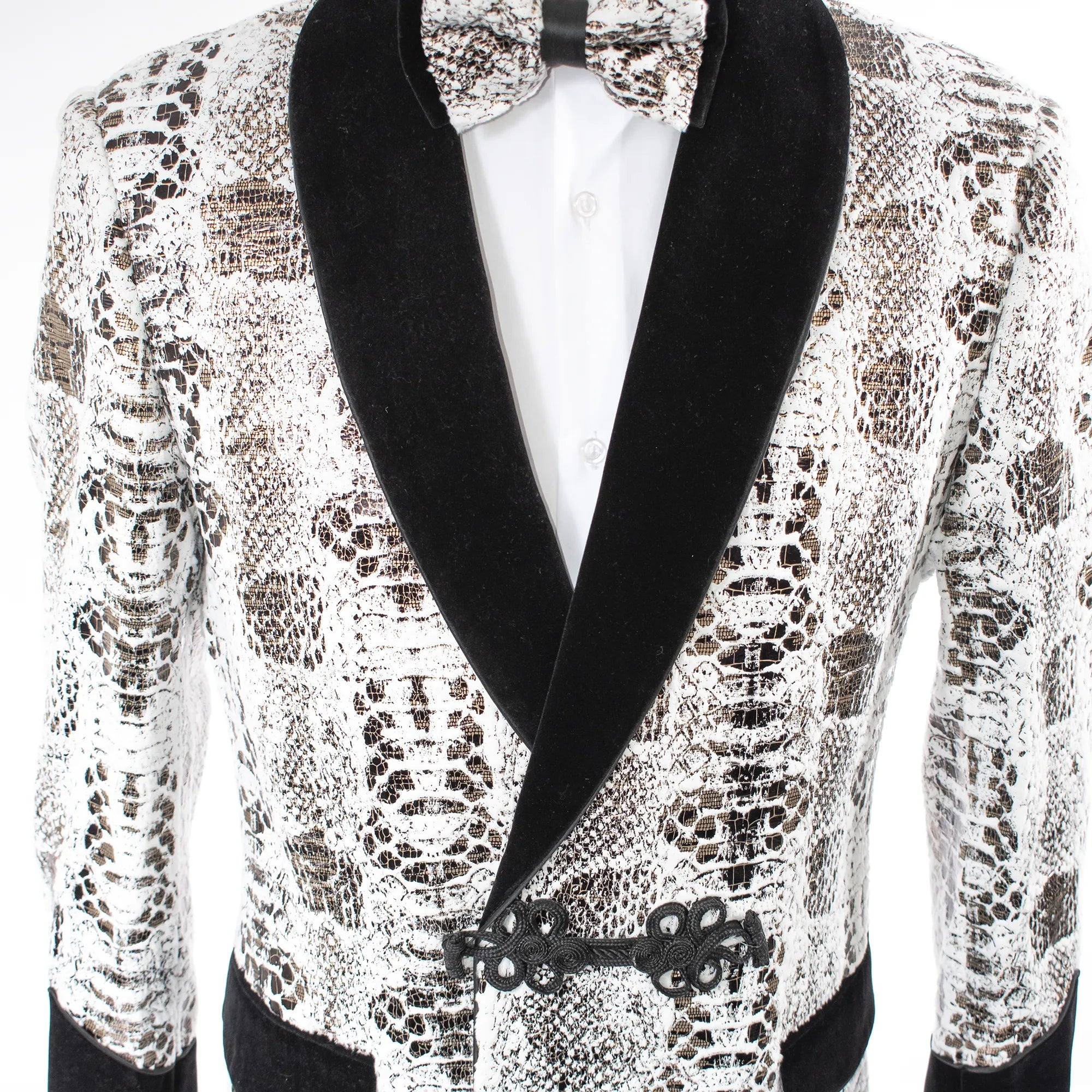 White Fancy Jacket with Crushed Velvet Trim