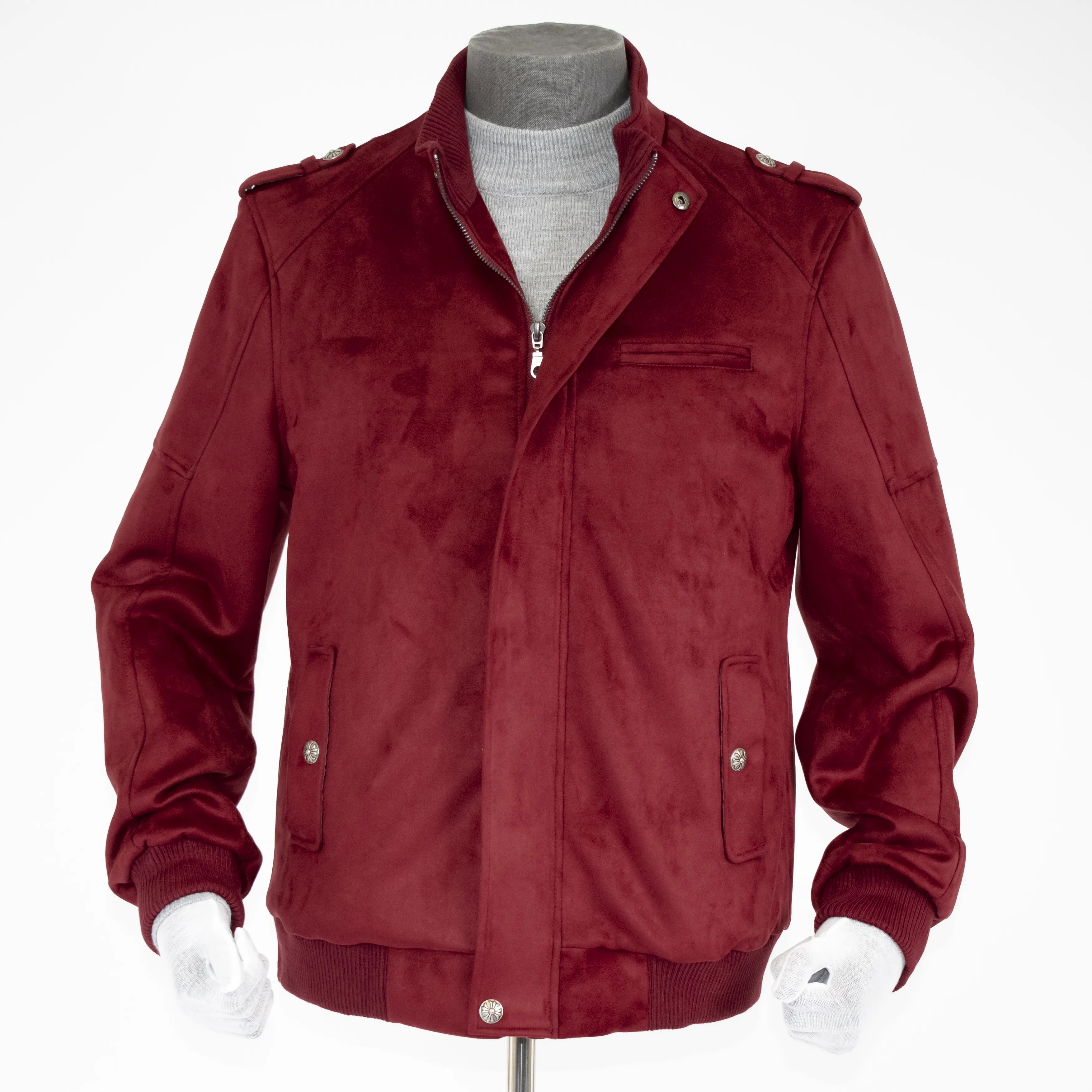 Burgundy Suede Velvet Retro Bomber