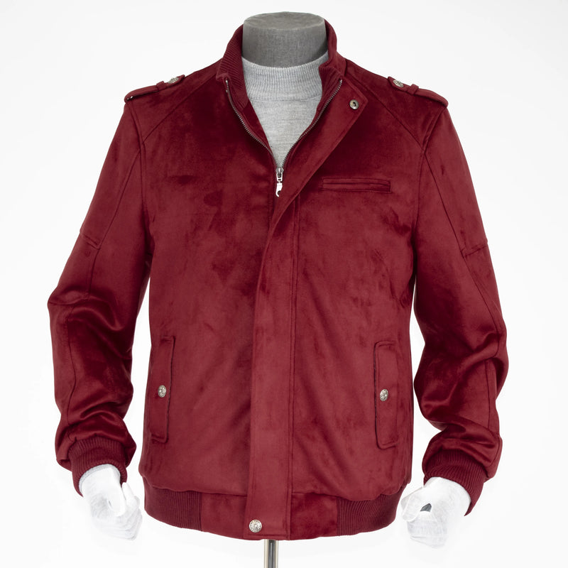Burgundy Suede Velvet Retro Bomber