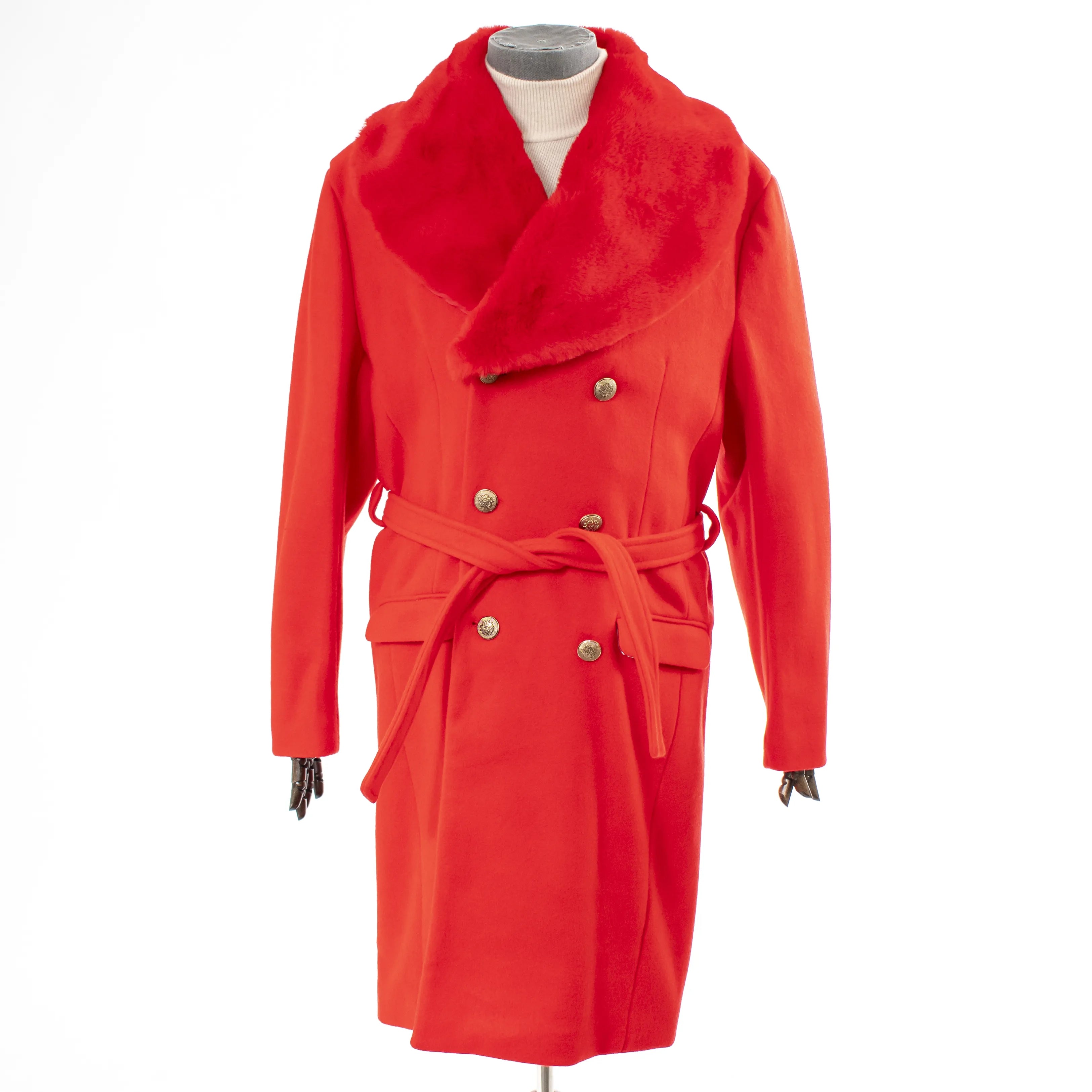 Men's Red Fur Overcoat