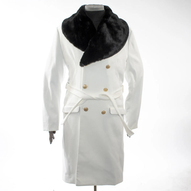Men's White Fur Overcoat