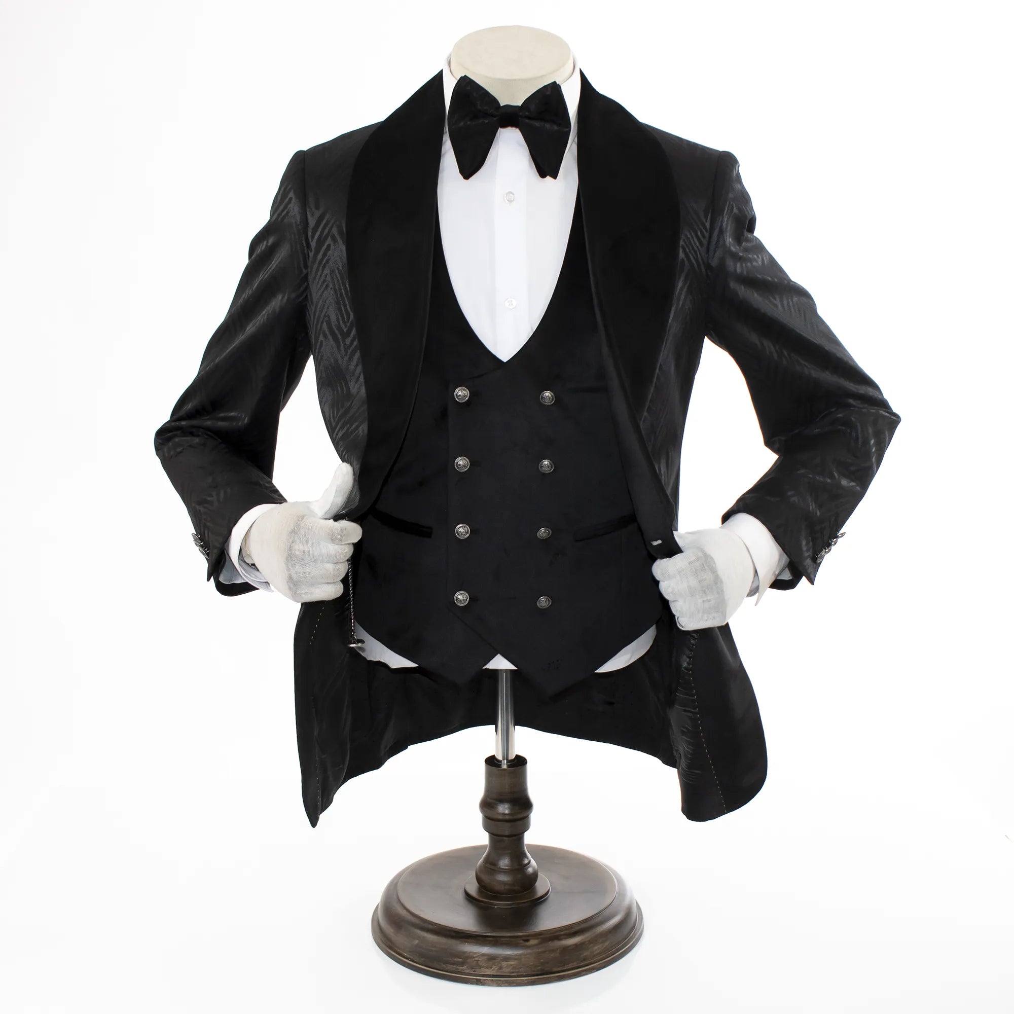Black Scratched Herringbone 3-Piece Slim-Fit Tuxedo