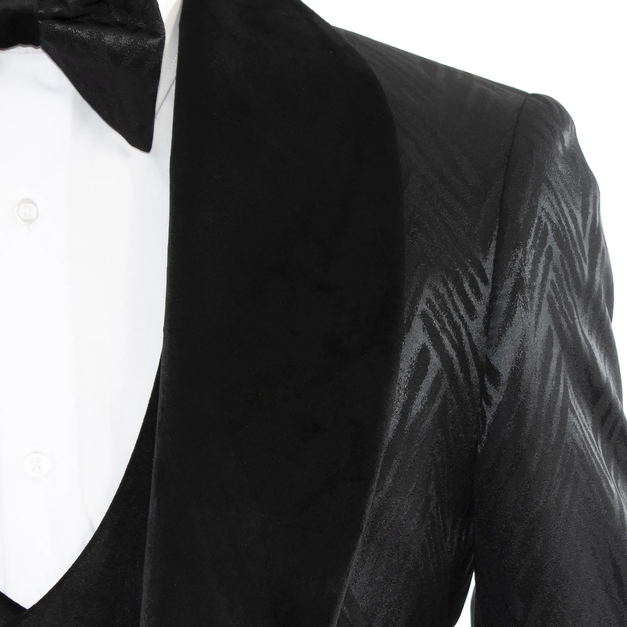Black Scratched Herringbone 3-Piece Slim-Fit Tuxedo