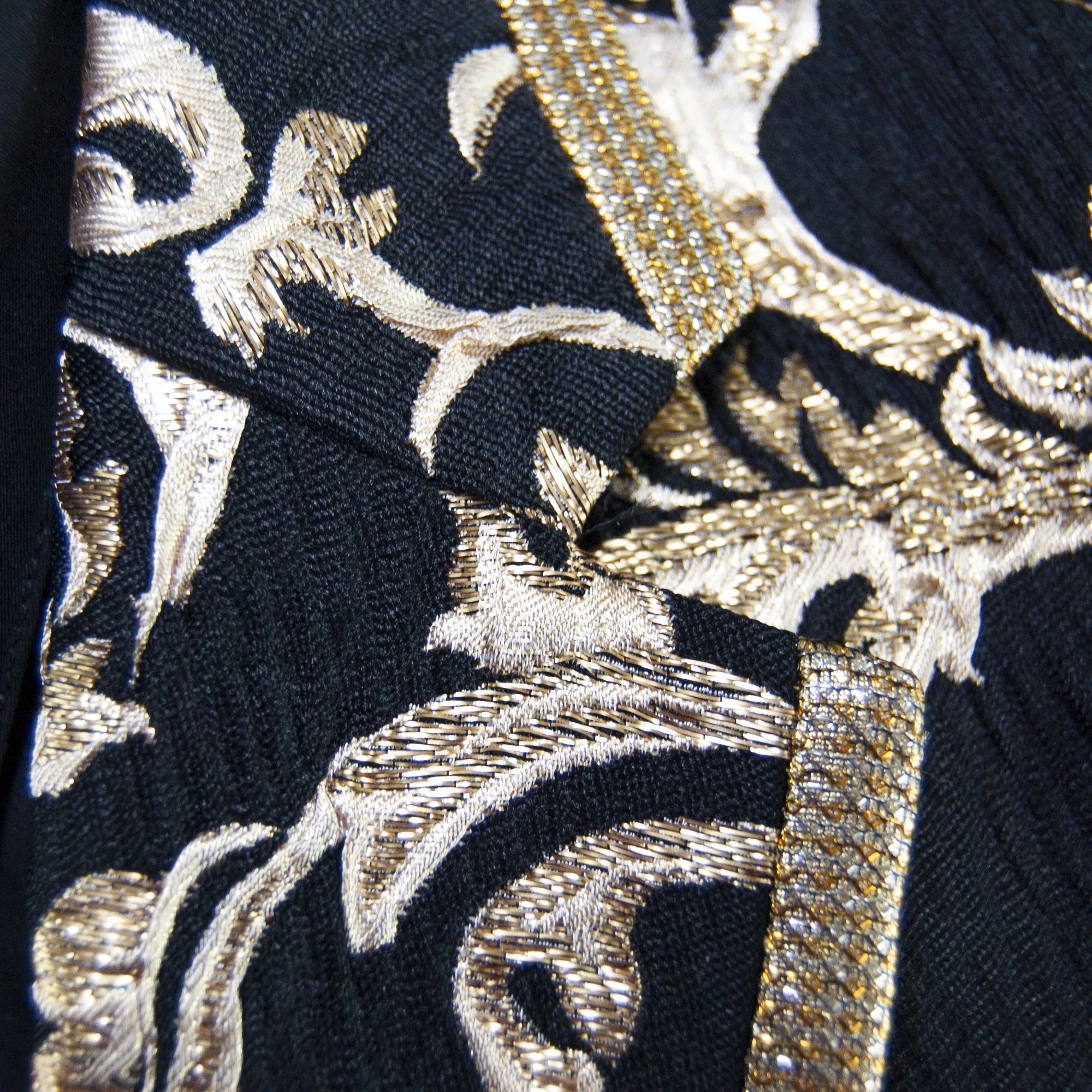 Black Golden Embroidered Baroque 2-Piece Slim-Fit Tuxedo