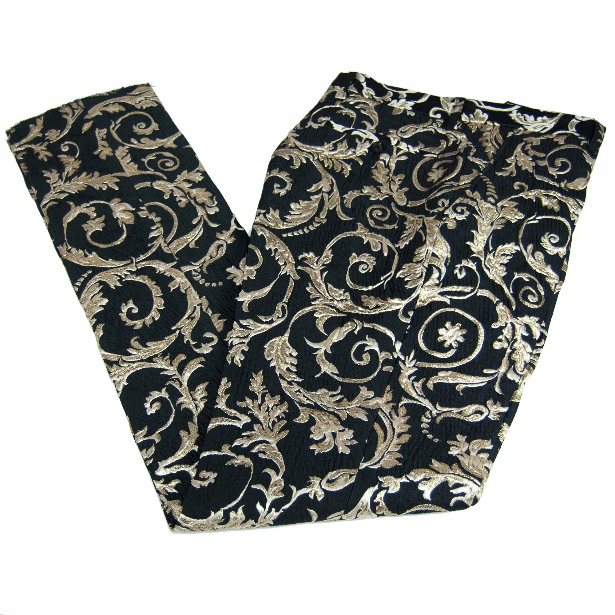 Black Golden Embroidered Baroque 2-Piece Slim-Fit Tuxedo
