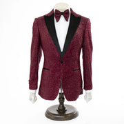 Burgundy Sparkle 3-Piece Slim-Fit Tuxedo