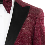 Burgundy Sparkle 3-Piece Slim-Fit Tuxedo