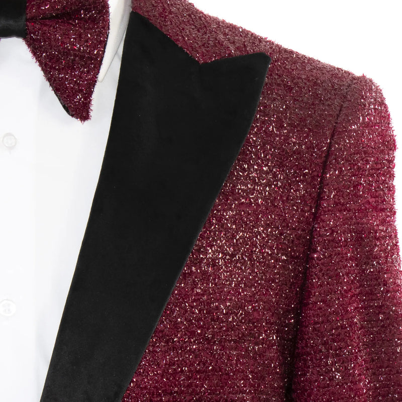 Burgundy Sparkle 3-Piece Slim-Fit Tuxedo