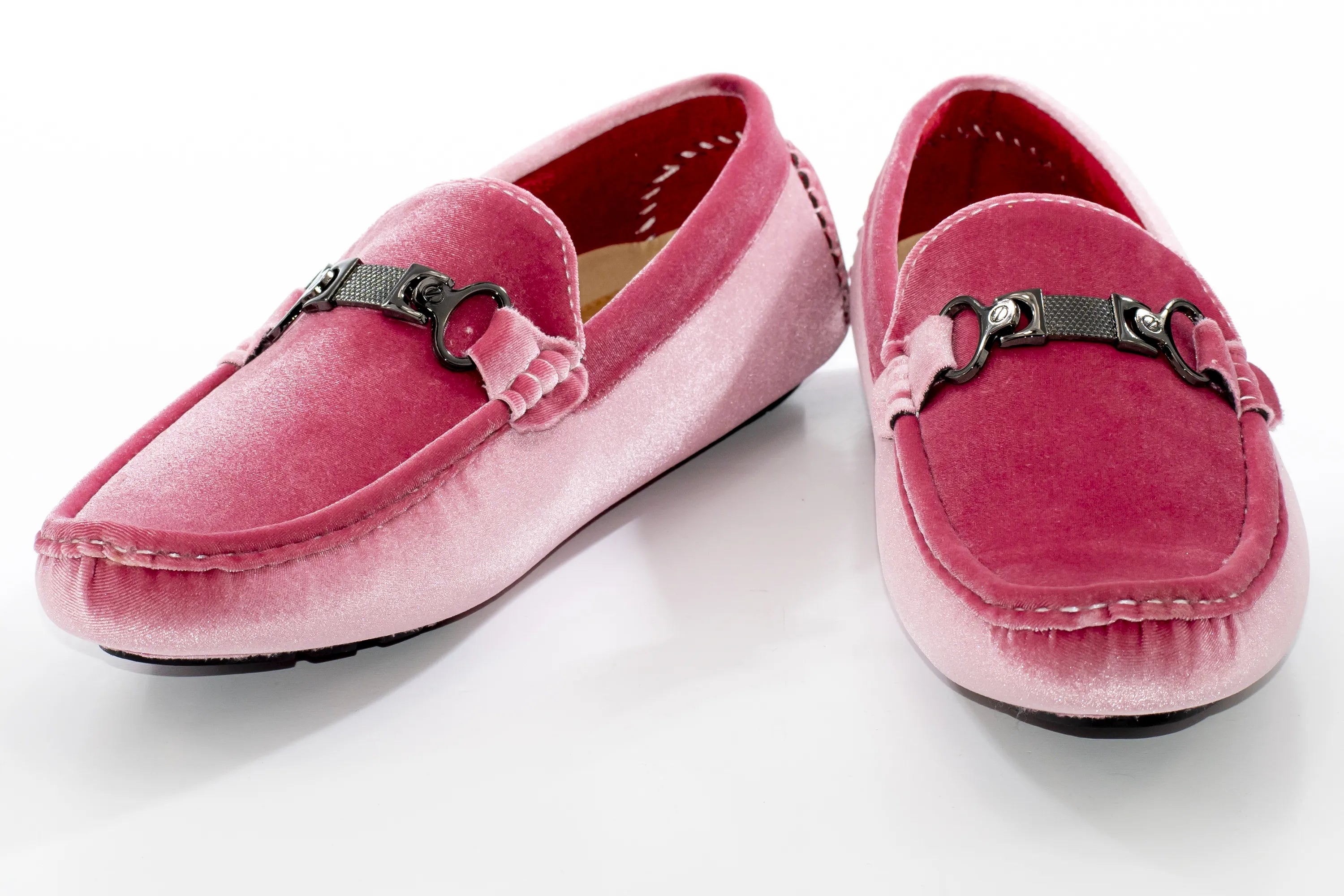 Dusty Rose Velvet Metal Clasp Driver Loafer
