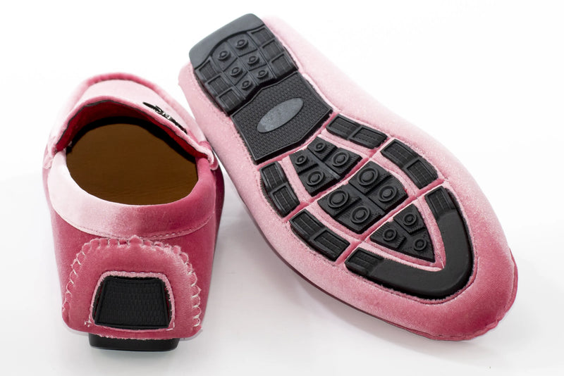 Dusty Rose Velvet Metal Clasp Driver Loafer