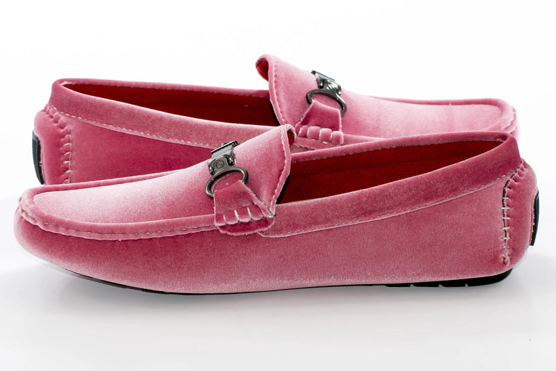 Dusty Rose Velvet Metal Clasp Driver Loafer