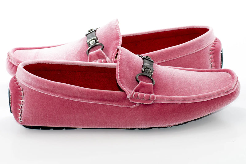 Dusty Rose Velvet Metal Clasp Driver Loafer