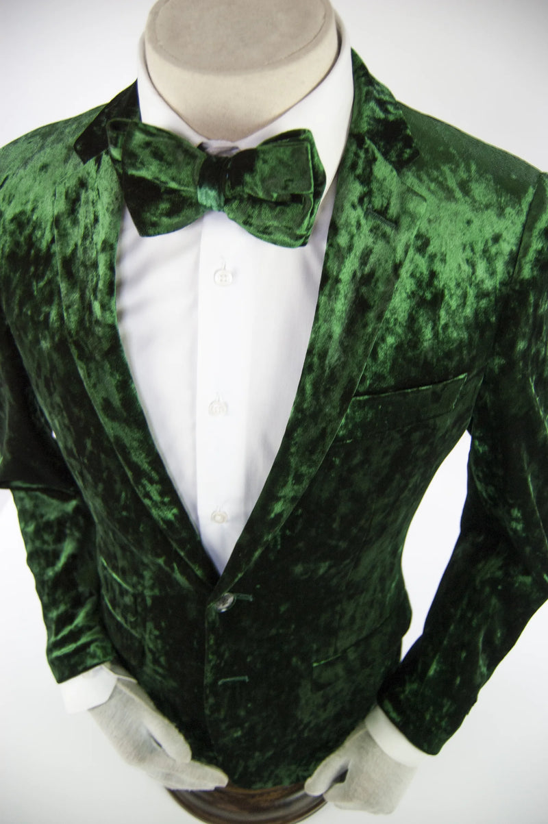 Green Crushed Velvet 2-Piece Slim-Fit Suit