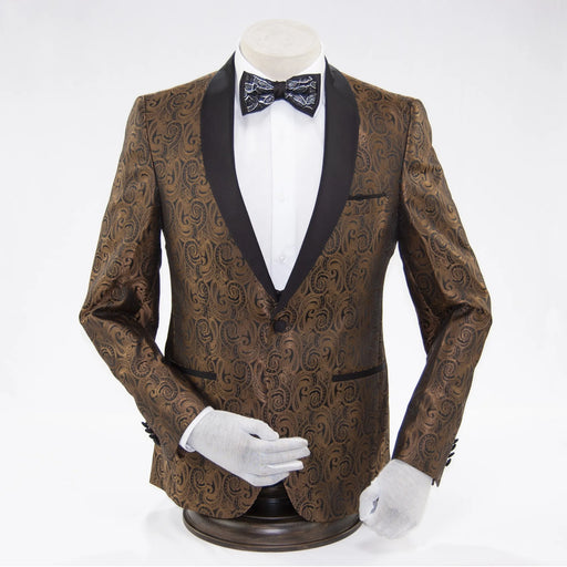 Men's Burgundy Paisley Slim-Fit Tuxedo