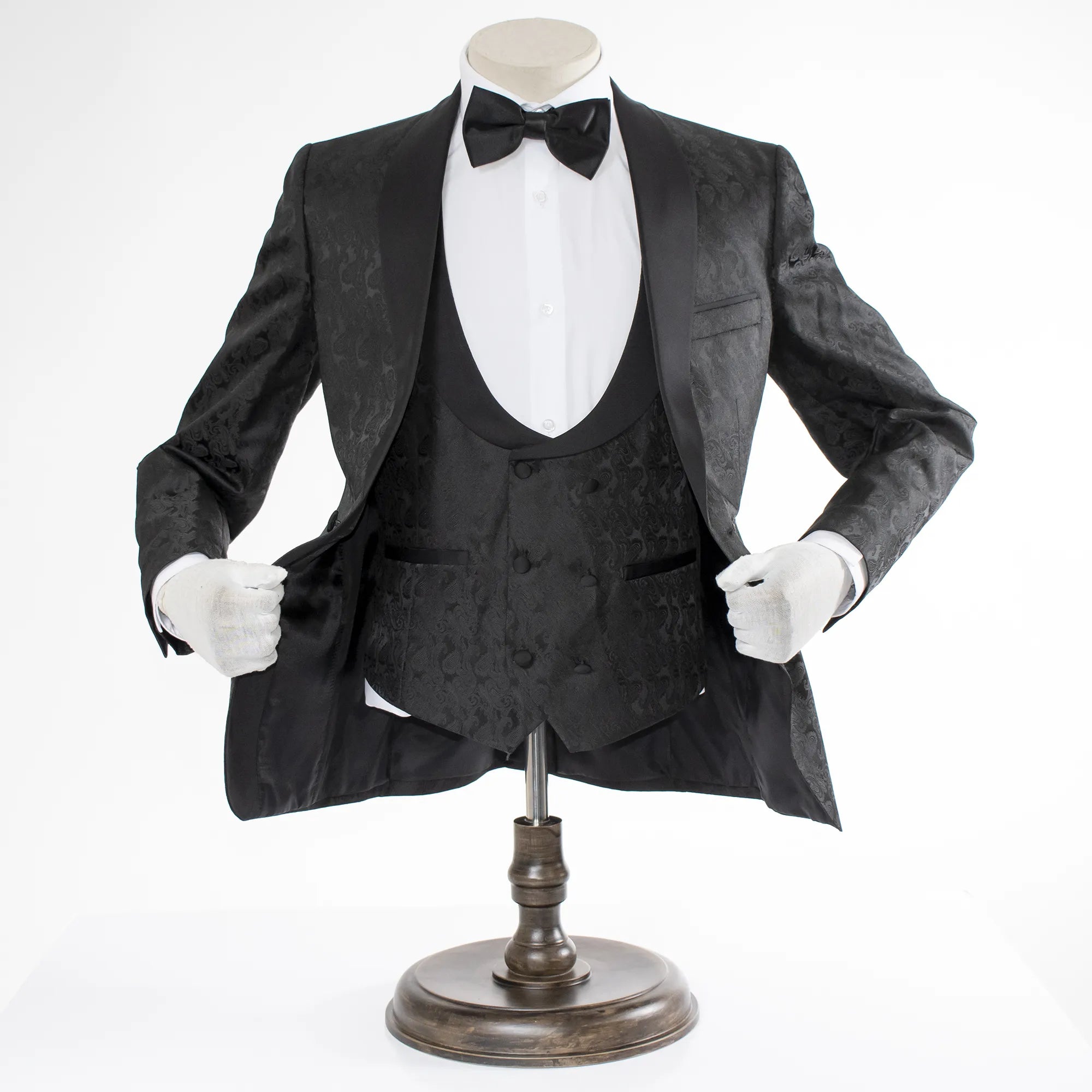 Black Paisley 3-Piece Slim-Fit Tuxedo - Front, Vest