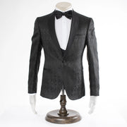 Black Paisley 3-Piece Slim-Fit Tuxedo - Front Closure