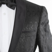 Black Paisley 3-Piece Slim-Fit Tuxedo - Shawl Lapel