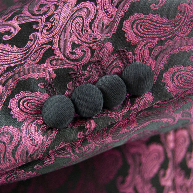 Men's Burgundy Paisley Slim-Fit Tuxedo Cuffs