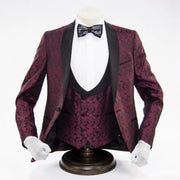 Men's Burgundy Paisley Slim-Fit Tuxedo Vest