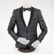Men's Gray Paisley Slim-Fit Tuxedo