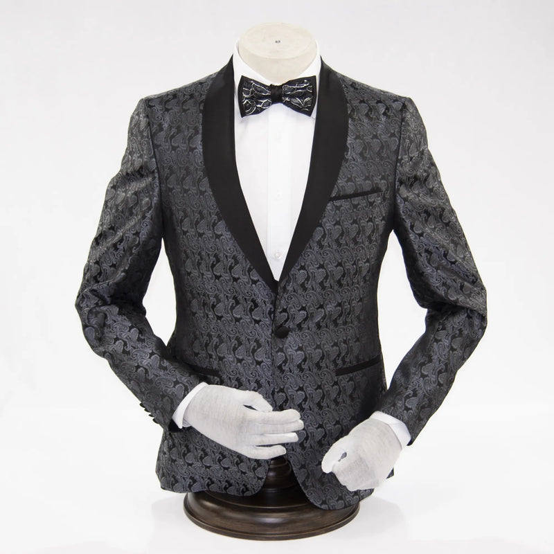 Men's Gray Paisley Slim-Fit Tuxedo