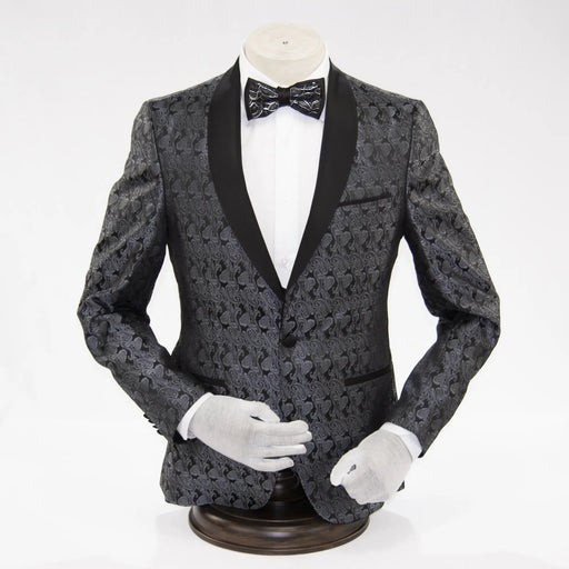 Men's Gray Paisley Slim-Fit Tuxedo