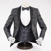Men's Gray Paisley Slim-Fit Tuxedo Vest