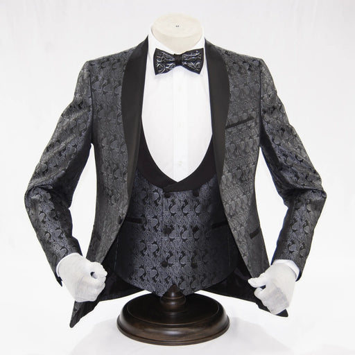 Men's Gray Paisley Slim-Fit Tuxedo Vest