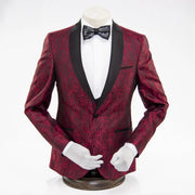 Men's Red Paisley Slim-Fit Tuxedo