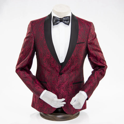 Men's Red Paisley Slim-Fit Tuxedo